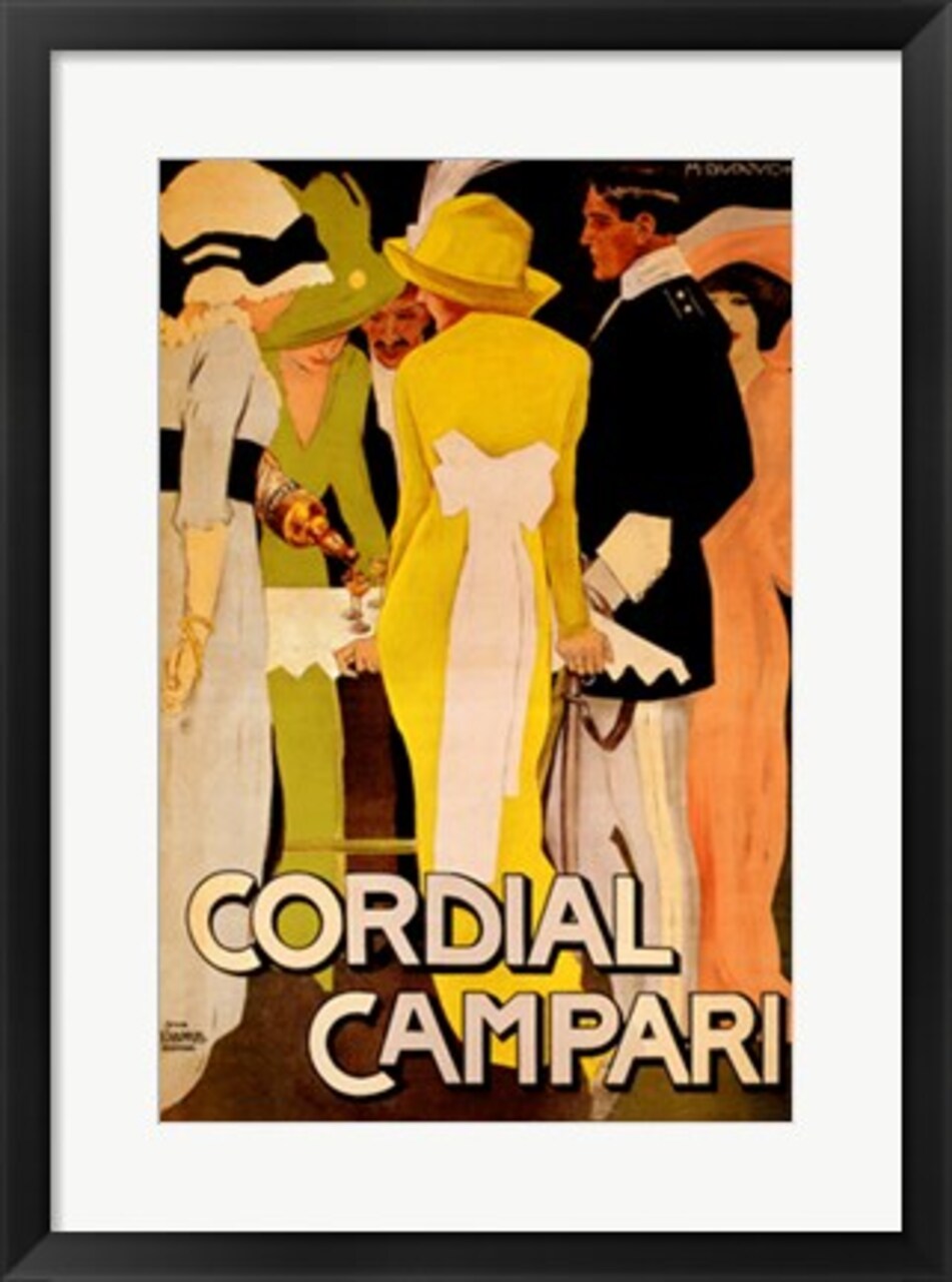 Framed Art Cordial Campari by Marcello Dudovich - Vintage Aperitif 20.5 x 15 inches